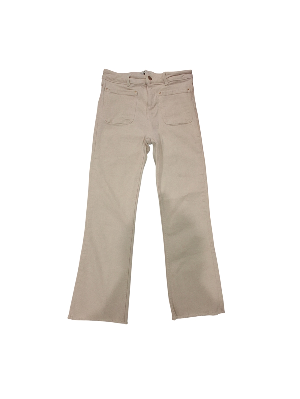 Zara Cream High-Rise Straight Jeans